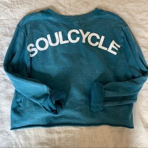 Teal Cropped Crewneck Sweater Sweatshirt Pullover